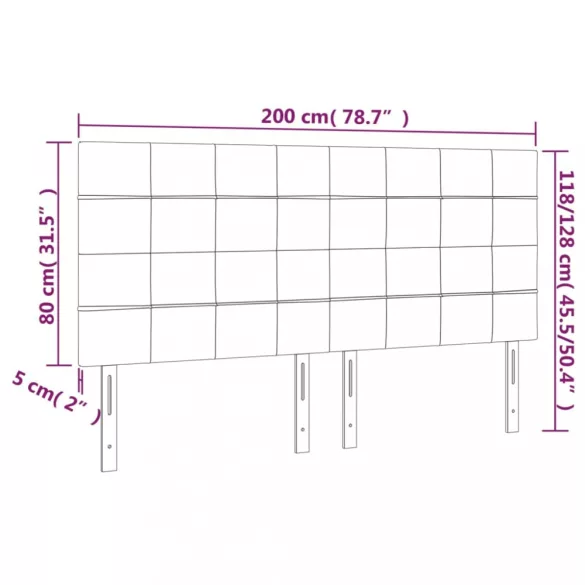sötétszürke bársony fejtámla 200 x 5 x 118/128 cm