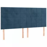 sötétkék bársony fejtámla 200 x 5 x 118/128 cm