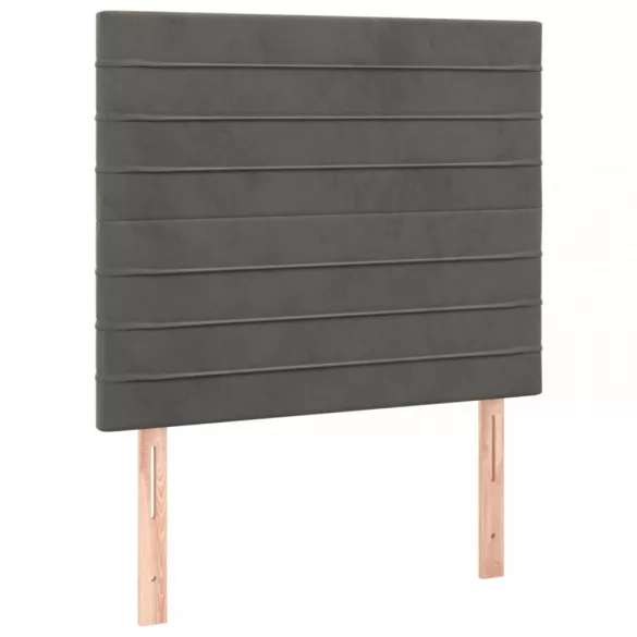 sötétszürke bársony fejtámla 90x5x118/128 cm