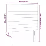 sötétkék bársony fejtámla 90x5x118/128 cm