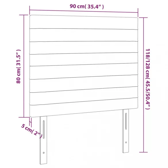 sötétkék bársony fejtámla 90x5x118/128 cm