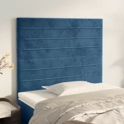 sötétkék bársony fejtámla 100x5x118/128 cm