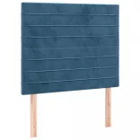 sötétkék bársony fejtámla 100x5x118/128 cm