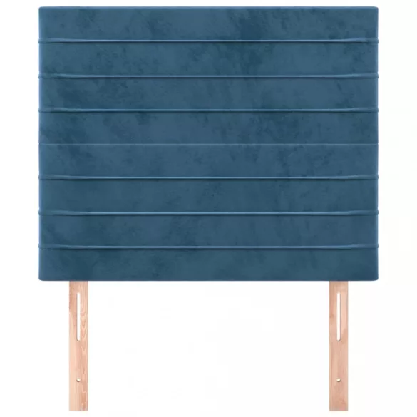 sötétkék bársony fejtámla 100x5x118/128 cm