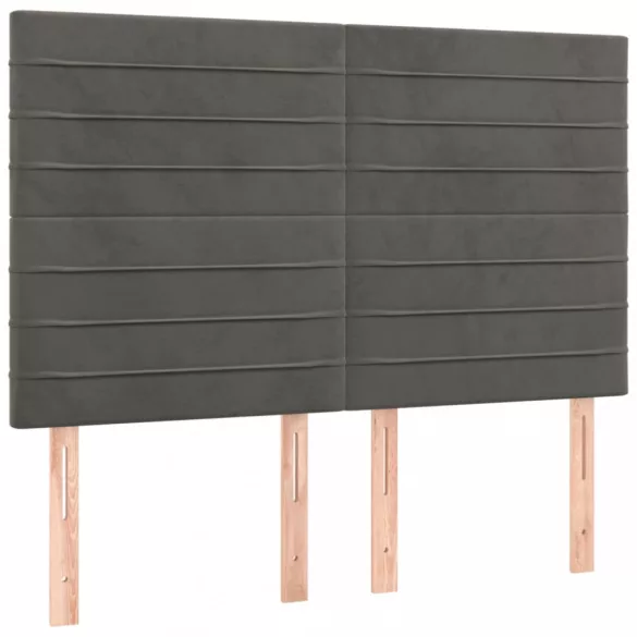 sötétszürke bársony fejtámla 144x5x118/128 cm