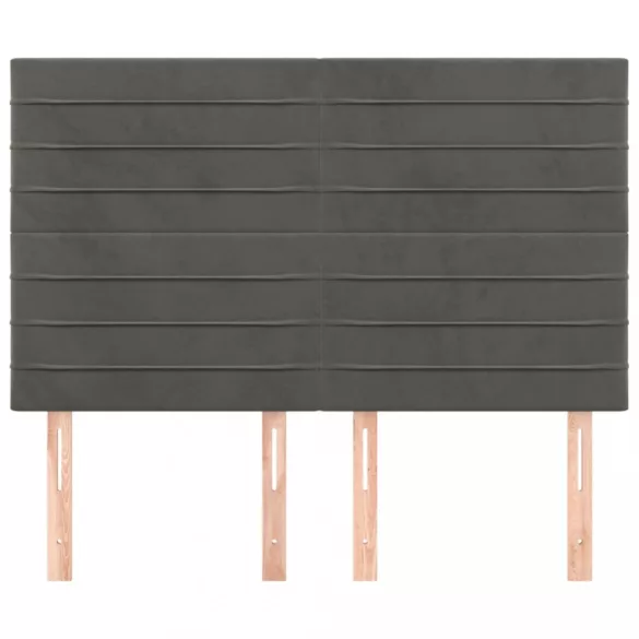 sötétszürke bársony fejtámla 144x5x118/128 cm