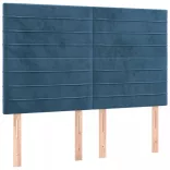 sötétkék bársony fejtámla 144x5x118/128 cm