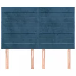 sötétkék bársony fejtámla 144x5x118/128 cm