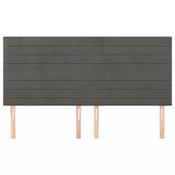 sötétszürke bársony fejtámla 160x5x118/128 cm