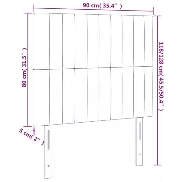 sötétszürke bársony fejtámla 90x5x118/128 cm