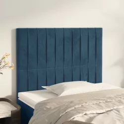 sötétkék bársony fejtámla 90x5x118/128 cm