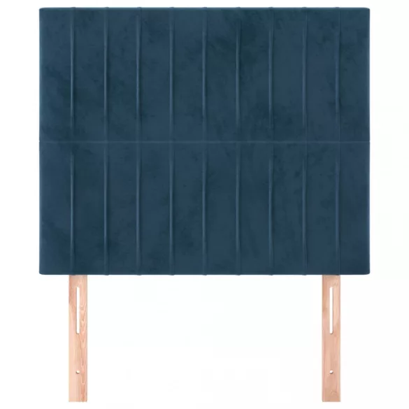 sötétkék bársony fejtámla 90x5x118/128 cm