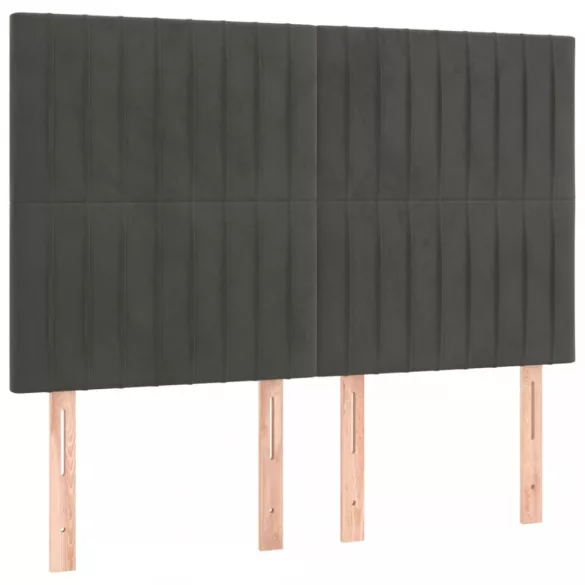 sötétszürke bársony fejtámla 144x5x118/128 cm