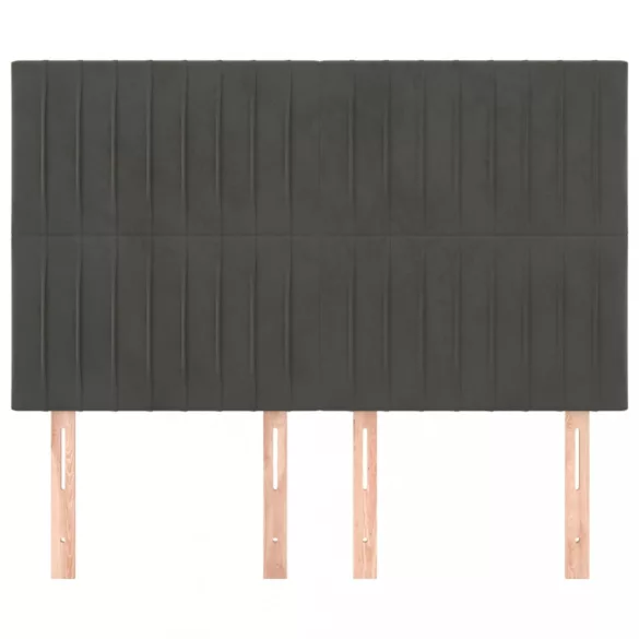 sötétszürke bársony fejtámla 144x5x118/128 cm