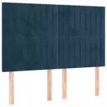 sötétkék bársony fejtámla 144x5x118/128 cm
