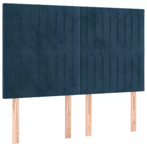 sötétkék bársony fejtámla 144x5x118/128 cm