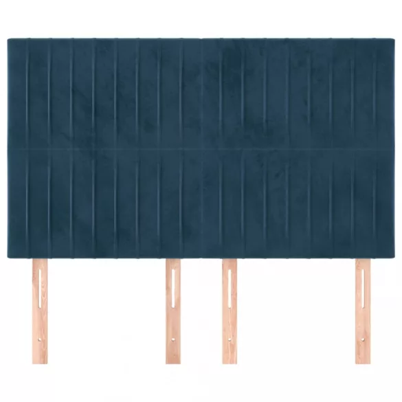 sötétkék bársony fejtámla 144x5x118/128 cm