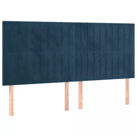 sötétkék bársony fejtámla 160x5x118/128 cm