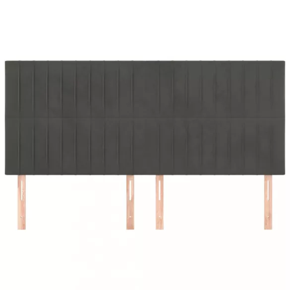 sötétszürke bársony fejtámla 180x5x118/128 cm
