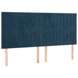 sötétkék bársony fejtámla 200 x 5 x 118/128 cm