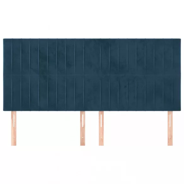 sötétkék bársony fejtámla 200 x 5 x 118/128 cm