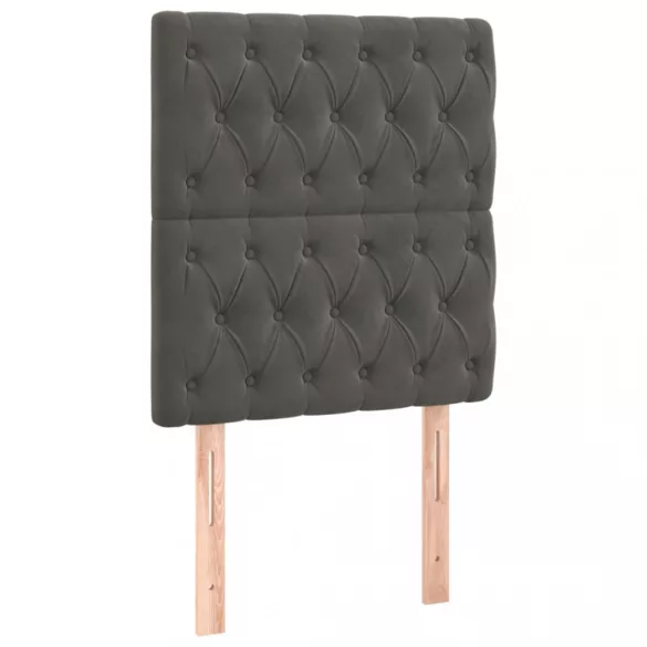 sötétszürke bársony fejtámla 80x7x118/128 cm