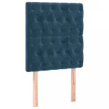 sötétkék bársony fejtámla 80x7x118/128 cm