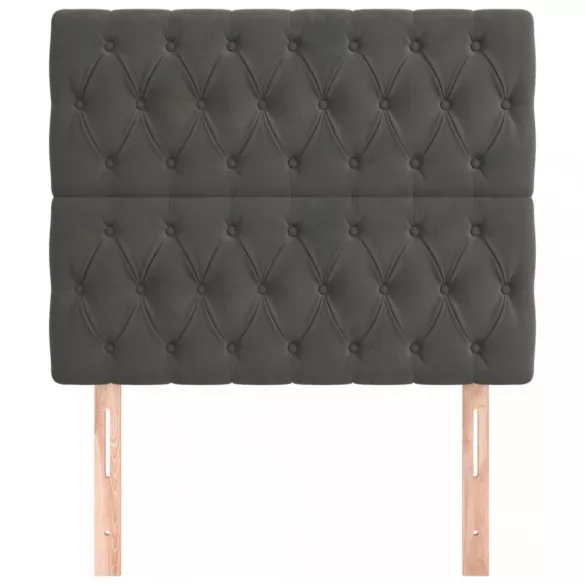 sötétszürke bársony fejtámla 90x7x118/128 cm