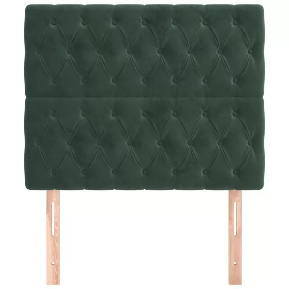 sötétzöld bársony fejtámla 90x7x118/128 cm