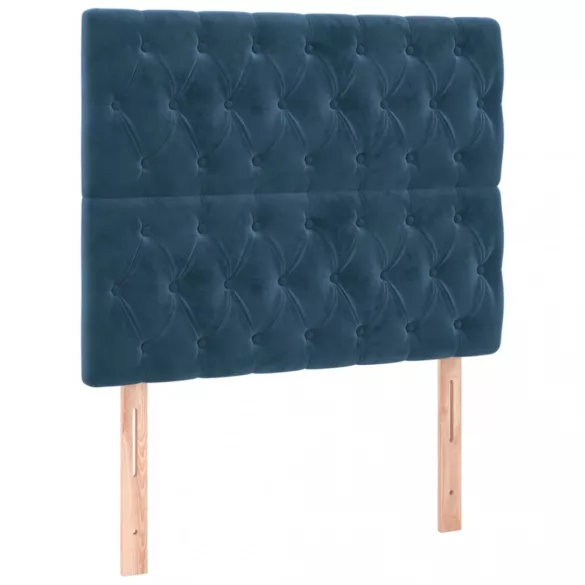 sötétkék bársony fejtámla 100 x 7 x 118/128 cm