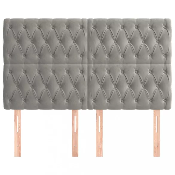 világosszürke bársony fejtámla 160x7x118/128 cm