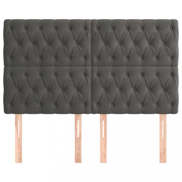sötétszürke bársony fejtámla 160x7x118/128 cm