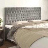 világosszürke bársony fejtámla 200 x 7 x 118/128 cm