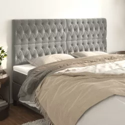 világosszürke bársony fejtámla 200 x 7 x 118/128 cm