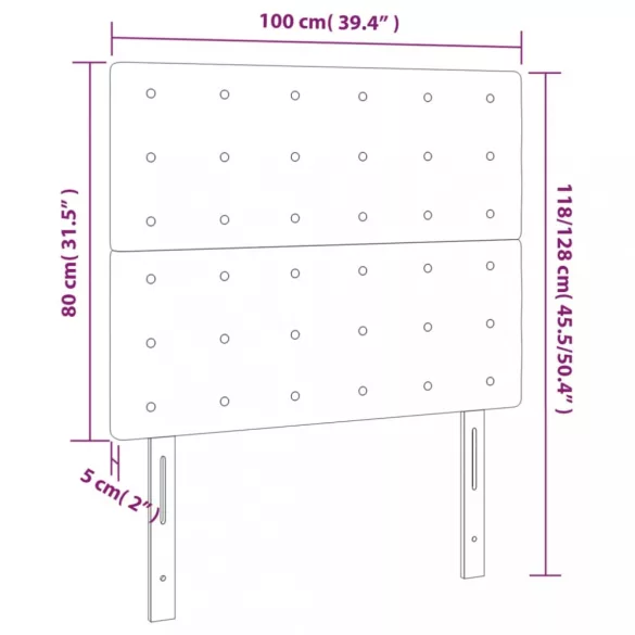 sötétbarna szövet fejtámla 100 x 5 x 118/128 cm