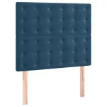 sötétkék bársony fejtámla 90x5x118/128 cm