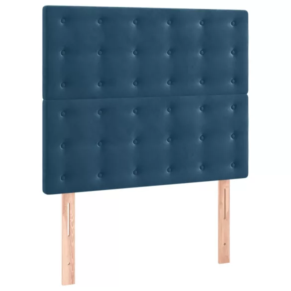 sötétkék bársony fejtámla 90x5x118/128 cm