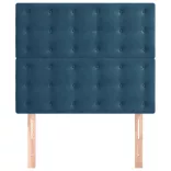 sötétkék bársony fejtámla 90x5x118/128 cm