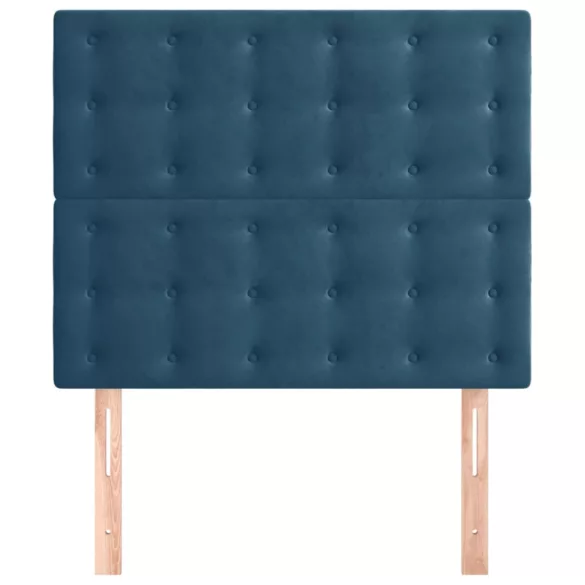 sötétkék bársony fejtámla 90x5x118/128 cm