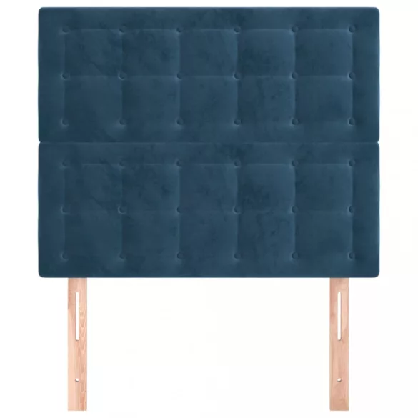 sötétkék bársony fejtámla 100x5x118/128 cm