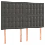 sötétszürke bársony fejtámla 144x5x118/128 cm