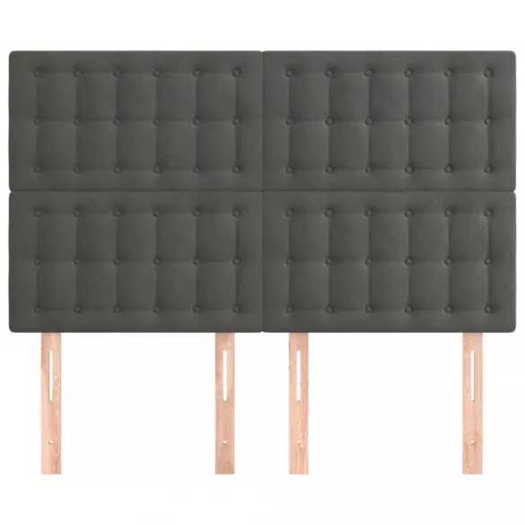 sötétszürke bársony fejtámla 144x5x118/128 cm