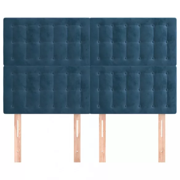 sötétkék bársony fejtámla 144x5x118/128 cm