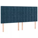 sötétkék bársony fejtámla 160x5x118/128 cm