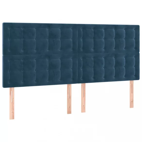 sötétkék bársony fejtámla 160x5x118/128 cm