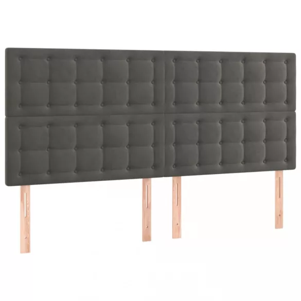 sötétszürke bársony fejtámla 180x5x118/128 cm
