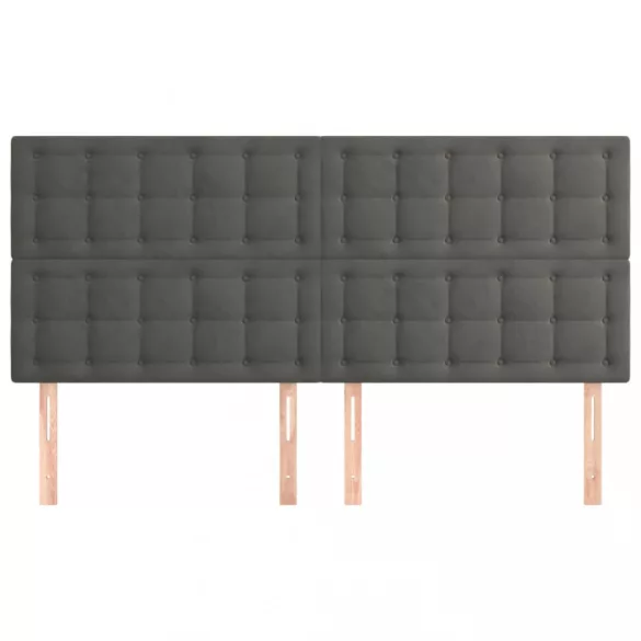 sötétszürke bársony fejtámla 180x5x118/128 cm