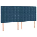 sötétkék bársony fejtámla 180x5x118/128 cm