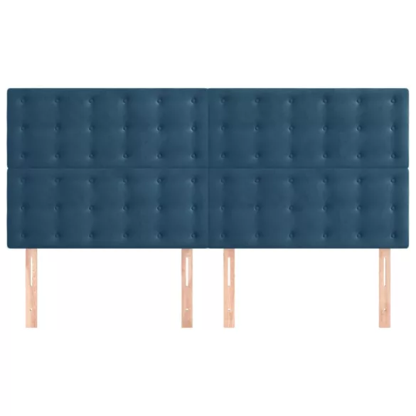 sötétkék bársony fejtámla 180x5x118/128 cm