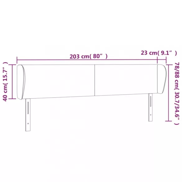 krémszínű szövet fejtámla 203x23x78/88 cm